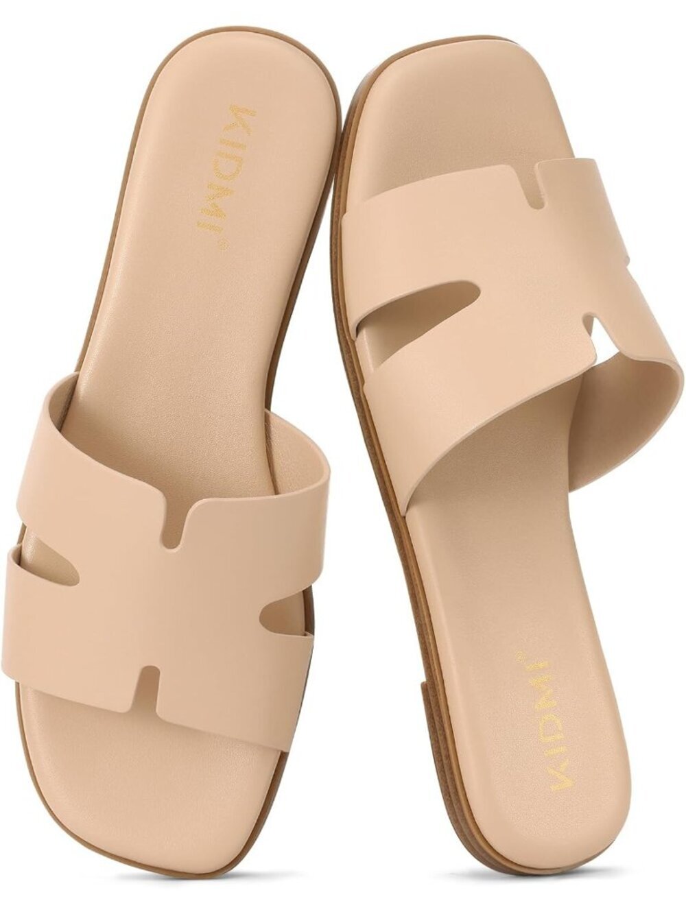 Women's Nude Flat Comfortable Slip On Slides Open Toe Casual Sandals